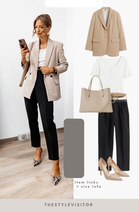 Ribbed, button-placket T-shirt curated on LTK Beige Blazer Outfits Women, Beige Jacket Outfit, Beige Blazer Outfit, Blazer Outfits Women, Jacket Outfit Women, Casual Work Wear, Beige Blazer, Beige Jacket, Business Casual Outfits For Work