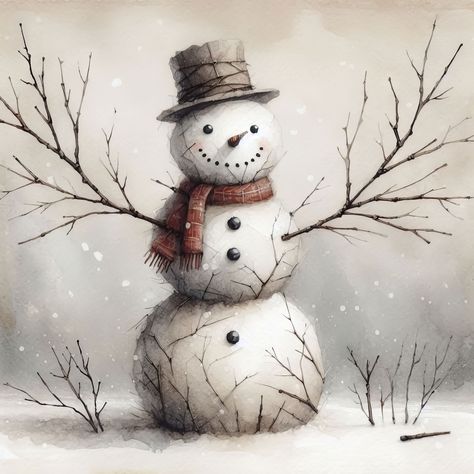 Snowman Pictures Image, Vintage Snowman Images, Cute Snowman Painting, Winter Scenes To Paint, Snowman Printables, Snowman Pictures, Snow Tattoo, Rustic Snowman, Snowman Photos