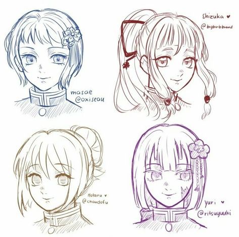 Kny Oc X Canon, Low Pigtails Drawing, Demon Slayer Oc Hair Ideas, Demon Slayer Hairstyles, Kny Oc Hair Ideas, Gacha Hair Base, Kny Hair, Demon Slayer Hair, Hair Base Drawing