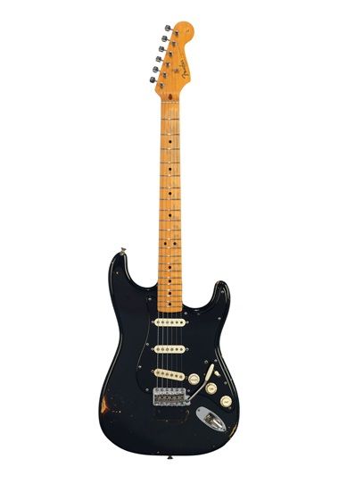 Fender Electric Instrument Company, Stratocaster, Fullerton CA, 1969. A solid-body electric guitar known as The Black Strat. Estimate $100,000-150,000. Offered in The David Gilmour Guitar Collection on 20 June at Christie’s in New York David Gilmour Guitar, Strat Guitar, Pink Floyd Albums, 12 String Guitar, Fender Strat, 20 June, Guitar Tuners, Learn To Play Guitar, Fender Guitar