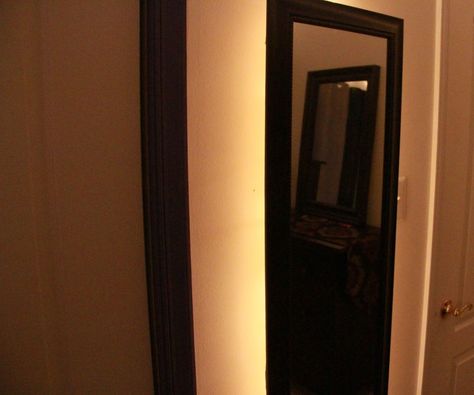 Backlit Mirror To Brighten Your Apartment Mirror With Backlight, Grandmother House, Backlit Mirror, Interior Design Company, Spare Room, Interior Design Companies, My Girlfriend, Black Light, Wall Mirror