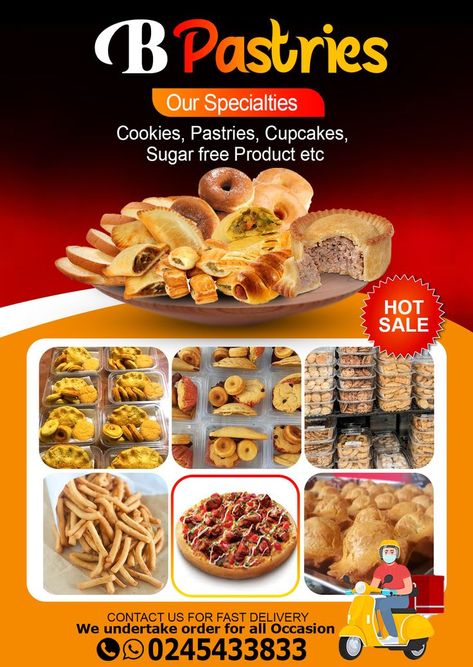 Pastries Poster Design, Plantain Chips Flyer Design, Pastries Flyer Design, Cake Logos, Hair Poster Design, Milk Splash, Food Flyer, Plantain Chips, Food Banner