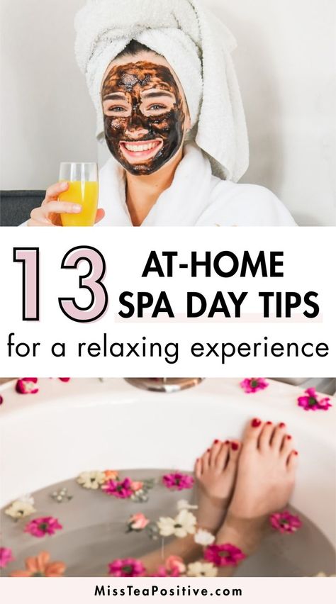 How to pamper yourself on your day off? Here are 13 best spa day at home ideas to help! These include the ultimate list of relaxing things to do on a at-home spa day at night before bed, how to have a spa day at home by yourself in the bath, what to do on a pamper routine after work in the evening or on Sunday, checklist of easy, simple & luxury stay at home spa day ideas for girls, for teens, for mom and daughter, how to do a perfect DIY aesthetic self care gift basket with spa products & more! Cracked Heel Remedy, Sunday Checklist, Diy Home Spa, Pamper Routine, Spa Day Party, Home Spa Day, Relaxing Things To Do, Pamper Days, Diy Spa Day