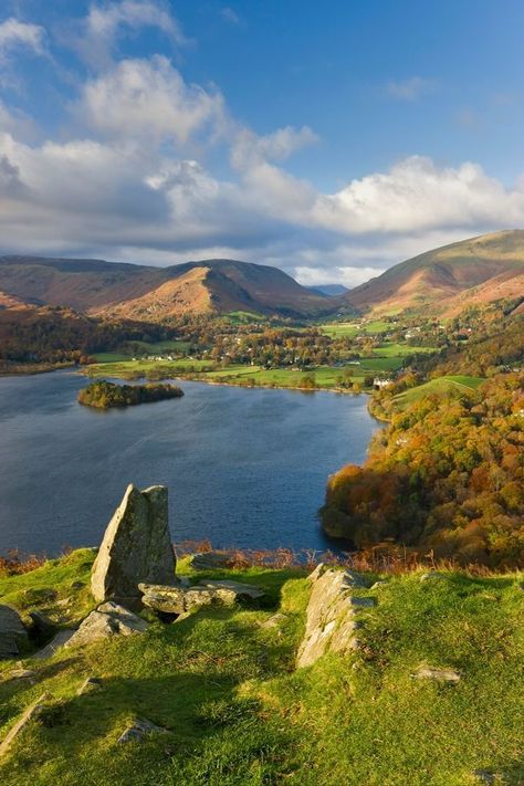 England Travel Inspiration - Six of the very best scenic road trips in the UK, Cumbria, Lake District, Grasmere Lake and village from Loughrigg Fell Lake District England, Lake Village, Scenic Road Trip, Scenic Roads, Travel Images, English Countryside, England Travel, Cumbria, Beautiful Lakes