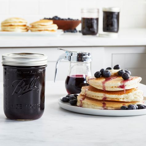 Blueberry Syrup Recipe | Ball® Mason Jars Blueberry Syrup Recipe, Enamel Dutch Oven, Blueberry Syrup, Blueberry Juice, Ball Mason Jars, Blueberry Recipes, Syrup Recipe, Jams & Jellies, Syrup