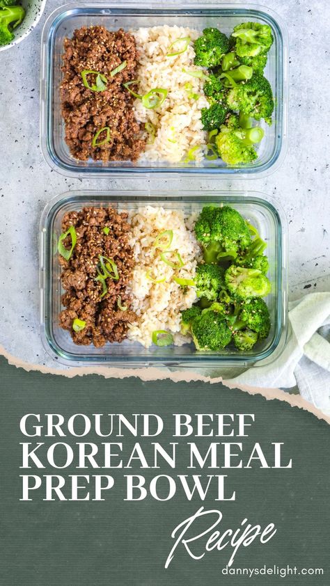 Grain Bowls Meal Prep, Steamed Rice Recipe Meals, Single Bowl Meal Prep, Easy Meal Prep With Ground Beef, Meal Prep Bowls Lunch Ideas, Korean Meal Prep, Asian Meal Prep, Korean Bowls, Ground Beef Meal Prep