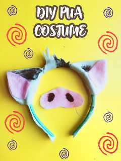 HeartFeltPeach: HOW TO MAKE A PUA COSTUME | FREE TEMPLATE | EASY | LAST MINUTE HALLOWEEN COSTUME | DIY | Pua Costume, Halloween Last Minute Costume, Easy Last Minute Halloween Costume, Halloween Last Minute, Disney Cosplay Ideas, Crab Costume, Felt Template, Pig Halloween, Last Minute Costume