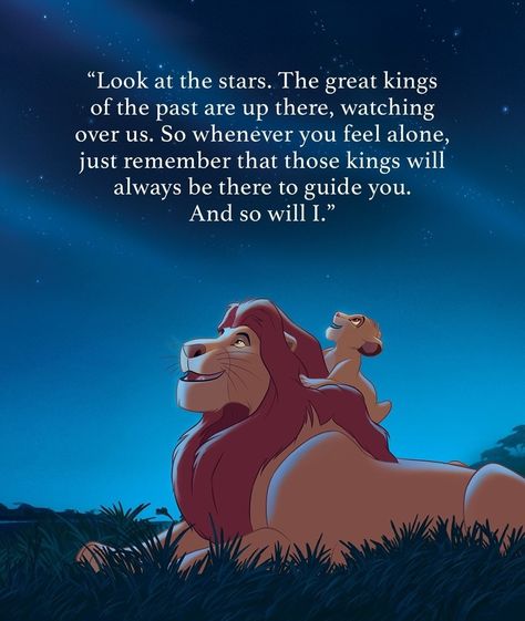 #thelionking #lookatthestars Disney Quote Lion King, Life Quotes Disney, Best Disney Quotes, He Lives In You, Beautiful Disney Quotes, Lion King Quotes, Cute Disney Quotes, Lion King Pictures, Love And Family