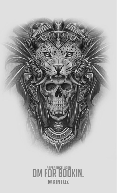 Mayan Jaguar Tattoo, Aztec Eagle Warrior Tattoo Design, Jaguar Warrior Tattoo, Jaguar Skull Tattoo Aztec Warrior, Mexican Inspired Tattoos Aztec Warrior, Tattoo Lions, Jaguar Warrior Aztec, Top Of Shoulder Tattoo, Indian Tattoo Design