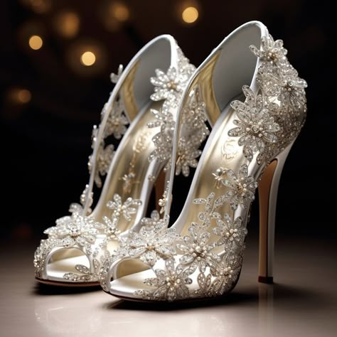 After 5 Attire, Cinderella Wedding Shoes, Harry Potter Wedding Ideas, Luxury Wedding Shoes, Luxury Heels, Fancy Heels, Shoes Bride, Jeweled Shoes, Expensive Shoes