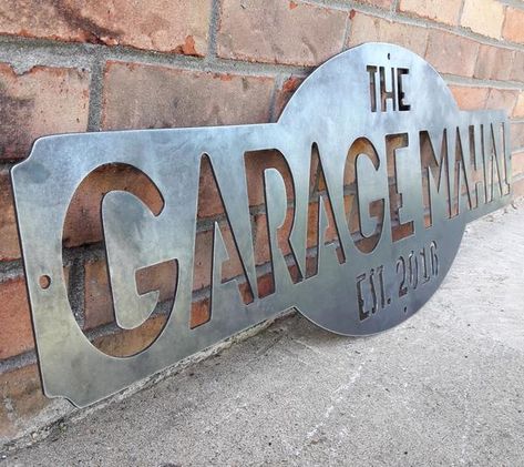 Pizza Sign, Woodworking Shop Plans, Woodworking Shop Layout, Man Cave Wall Art, Man Cave Wall, Metal Garages, French Bakery, Custom Garages, Personalized Metal Signs