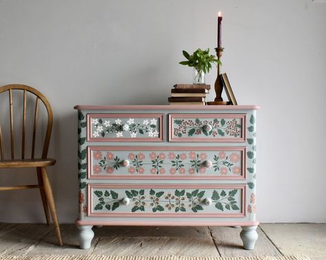 Hand Painted Bespoke Furniture Commissions. For homes as individual as we are Dingley Dell Creative. — Dingley Dell Creative Bristol Clifton, Hand Painted Dressers, Floral Furniture, Living Room Tv Cabinet, Painted Drawers, Sustainable Decor, Green Bedroom, Diy Furniture Renovation, Painted Dresser