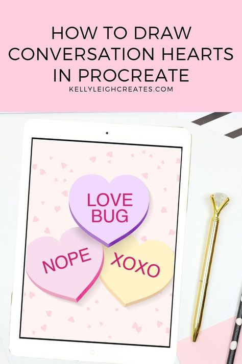 Easy To Draw, Procreate Tutorial, Conversation Hearts, Converse With Heart, Learn How To Draw, Valentine Day Crafts, Love Bugs, Valentine Heart, Learn To Draw