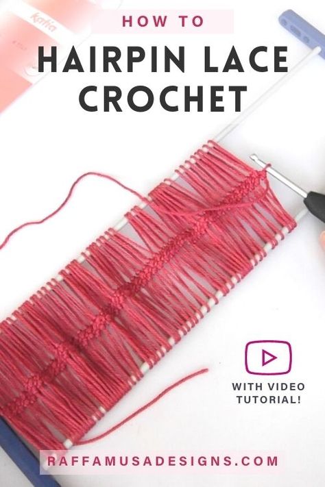 How to Hairpin Lace Crochet For Beginners • RaffamusaDesigns Seed Stitch Blanket, Hairpin Lace Patterns, Broomstick Lace Crochet, Interesting Crochet, Loom Yarn, Lace Baby Blanket, Loom Knitting Stitches, Hairpin Lace Crochet, Broomstick Lace