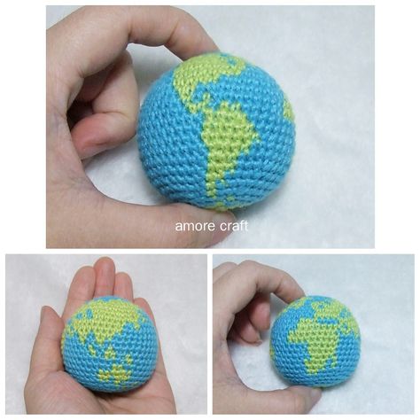 Crochet Earth, Earth Day Project, Scrap Yarn Crochet, Crochet Ball, Andalucia Spain, Earth Globe, Crochet Design Pattern, Seville Spain, Crochet Wool