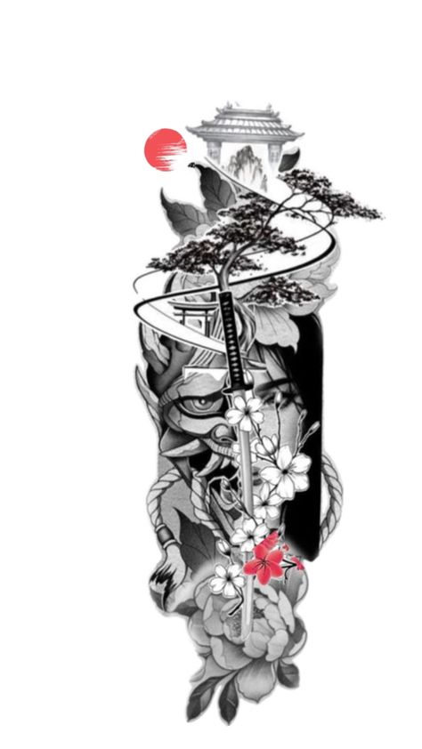 Dragon Tattoo Full Sleeve, Japanese Temple Tattoo, Japanese Forearm Tattoo, Samurai Tattoo Sleeve, Geisha Tattoo Design, Japanese Tattoos For Men, Colour Tattoo For Women, Inner Arm Tattoos, Samurai Tattoo Design