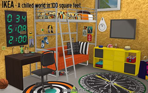 Sims 4 Ikea, Ikea Bedroom Sets, 4 Bunk Beds, Around The Sims 4, The Sims 4 Custom Content, Teenage Boy Room, Sims 4 Bedroom, House Loft, Ikea Bedroom