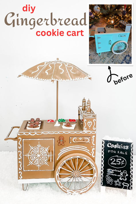 Gingerbread cookie cart Papercrafts Templates, Cookie Workshop, Diy Gingerbread Cookies, Cookie Cart, Elf Workshop, Christmas Papercrafts, Bread Christmas, Gingerbread Ideas, Christmas Workshop