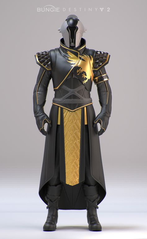 Destiny 2 Wise Warlock reveal gear, Rosa Lee on ArtStation at https://www.artstation.com/artwork/W5g92 Destiny 2 Warlock Armor, Destiny Warlock Armor, Black And Gold Armor, Warlock Destiny, Gold Knight, Destiny Warlock, Destiny Cosplay, Knight Armour, Concept Art Landscape