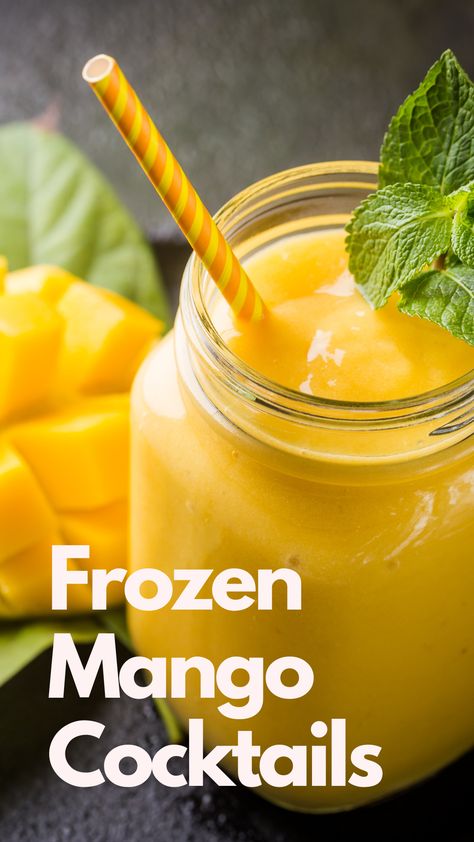 Frozen Mango Cocktails Mango Cocktails, Sparkling Water Cocktail, Coconut Rum Drinks, Mango Cocktail, Mango Milkshake, Mango Rum, Whiskey Recipes, Frozen Mango, Vodka Soda