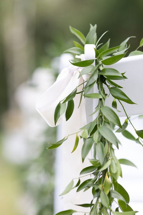 Sarah + Daniel's Sweet Spring Wedding | Infinity Hospitality's Blog Greenery Aisle Markers, Spring Wedding Ceremony, Wedding Ceremony Aisle, Aisle Markers, White Floral Arrangements, Ceremony Aisle, Wedding Isles, Italian Ruscus, Greenery Decor