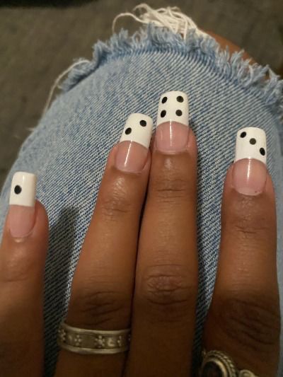 Black Cdg Nails, Skater Nail Ideas, Domino Nails, Eight Ball Nails, Oldies Nails, Funky Nail Ideas, Dice Nails, 8ball Nails, Recipe Breakfast Casserole