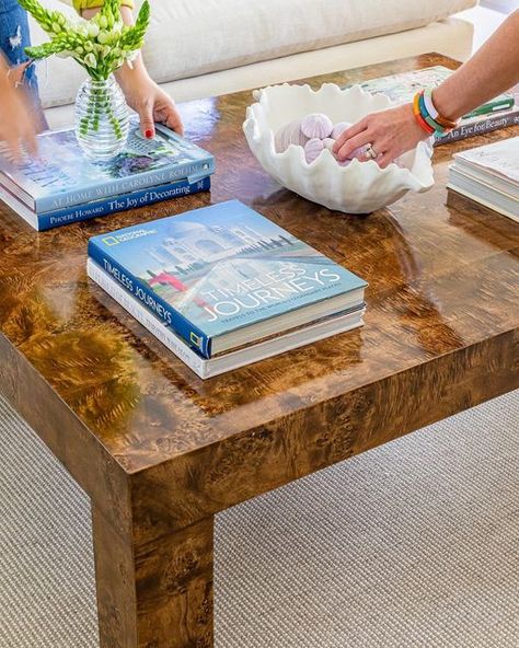 Burl Wood Coffee Table Living Rooms, Burlwood Coffee Table, Burl Coffee Table, Burl Wood Coffee Table, Wood Coffee Table Living Room, Dresser Styling, Burled Wood Coffee Table, Southwestern Home, Console Table Decorating