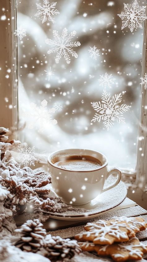 Christmas wallpaper Winter Scenes Wallpaper Phone Wallpapers, Pretty Winter Aesthetic, Winter Coffee Wallpaper, Winter Aesthetic Vibes, Christmas Coffee Wallpaper, Cozy Winter Iphone Wallpaper, Winter Cozy Wallpaper, Winter Coffee Aesthetic, Christmas Coffee Aesthetic