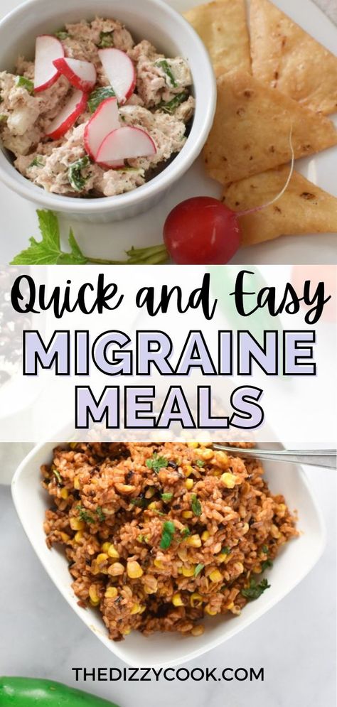 Following a migraine diet on a busy schedule can be tough. These meals use primarily pantry and fridge staples that make healthy cooking when you don't have a lot of time or groceries easy. Add some of these recipes to your meal plan today! Basic Meatball Recipe, Fridge Staples, Headache Diet, Foods For Migraines, Dizzy Cook, Pantry Meals, Migraine Diet, Diet Snacks, Eating Tips