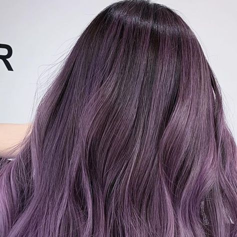 tino on Instagram: "#ombre balayage #ash blonde hair #purple color #gray purple #hairtransformation #salon #long hair #lowlights" Dark Ash Purple Hair, Ash Purple Hair Color, Dusty Purple Hair, Hair Purple Color, Ash Purple Hair, Lavender Balayage, Balayage Ash Blonde, Hair Lowlights, Balayage Ash