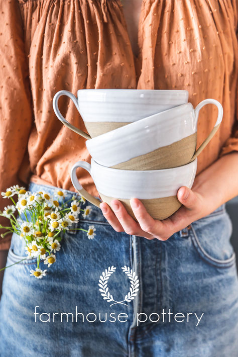 Stone, texture, glaze, and a subtle human touch—It's all in the details ✨ Farmhouse Studio, Dallas House, Baking Bowl, Decorating 101, Handmade Mugs, Farmhouse Pottery, Rustic Bowls, Human Touch, Pottery Techniques