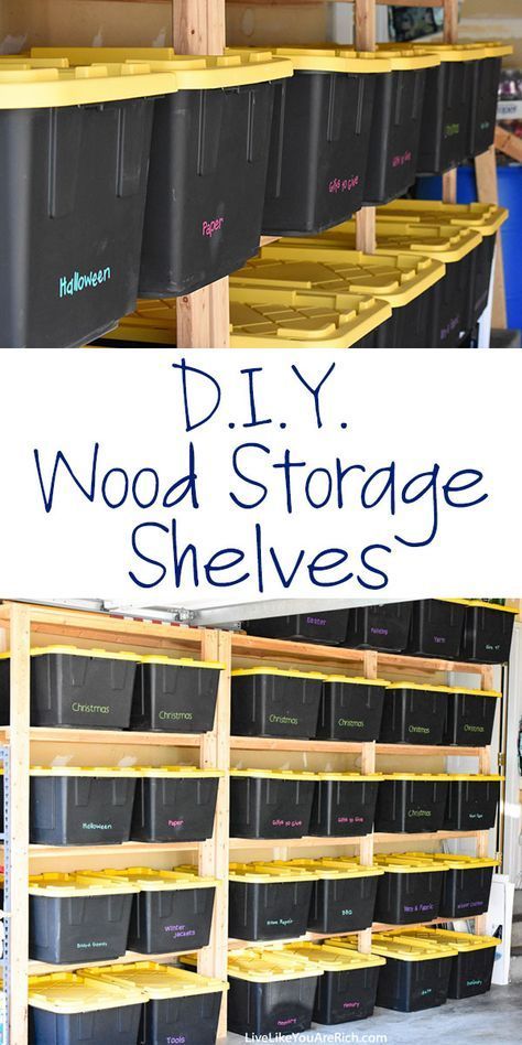 How to Make Wood Storage Shelves | diy wood storage shelves | diy wood storage shelves how to build Diy Shelves Design, Diy Shelves Ideas, Cabinets Garage, Wood Storage Shelves, Diy Storage Shelves, Garage Diy, Garage Storage Shelves, Garage Organize, Basement Storage