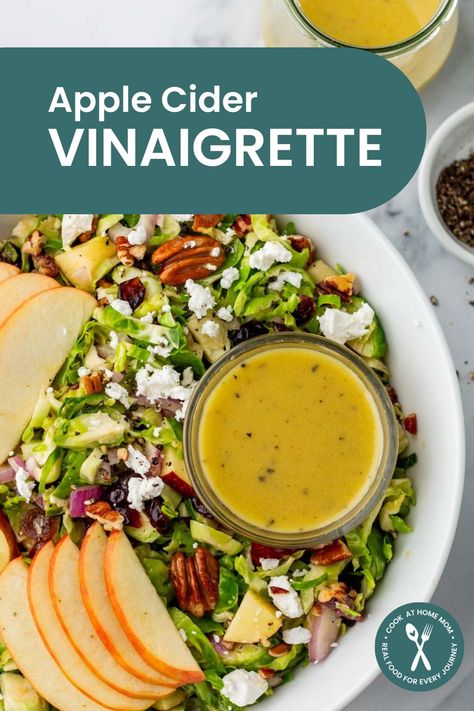 This quick apple cider vinaigrette is so tasty! Skip the store-bought stuff that's filled with sugar, artificial flavors and preservative. Make a tasty dressing from real food ingredients instead. Fall Harvest Salad With Apple Cider Vinegar Dressing, Apple Cider Vinegar Dressing Recipe, Apple Cider Vinaigrette Dressing, Salad With Apple Cider Vinaigrette, Apple Cider Vinegar Dressing, Boiled Cider, Nutritious Lunches, Best Apple Cider Vinegar, Italian Dressing Recipes