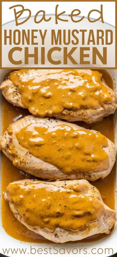 Easy Weeknight Honey Mustard Chicken Recipe Easy Honey Mustard Chicken, Honey Mustard Baked Chicken, Baked Chicken Marinade, Honey Mustard Chicken Breast, Mustard Chicken Breast, Honey Mustard Chicken Recipes, Chicken Marsala Easy, Baked Chicken Breasts, Mustard Chicken Recipes