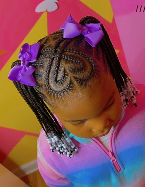 Afro Hair Tips, Braided Hair Styles For Kids, Curly Hair Afro, Kids Cornrow Hairstyles, Braided Heart, Toddler Braided Hairstyles, Toddler Braids, Black Kids Braids Hairstyles, Kids Style Hair