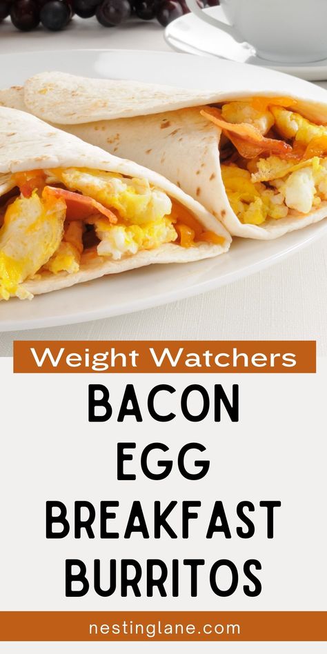 Ww Breakfast Burrito, Weight Watchers Breakfast Burrito, Breakfast Burritos For A Crowd, Weight Watcher Breakfast, Bacon Egg Breakfast, Make Ahead Breakfast Burritos, Breakfast Burritos Frozen, Ww Ideas, Ww Breakfast