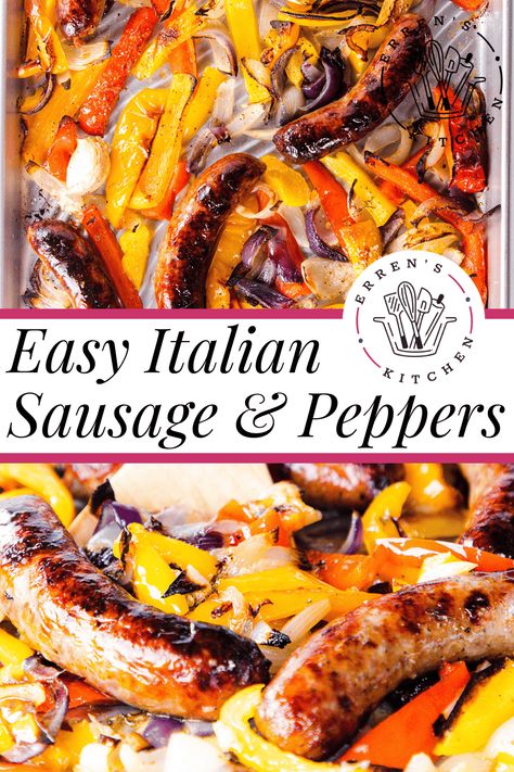 Italian Sausage Side Dishes, Italian Sausage And Peppers Recipes, Healthy Italian Sausage Recipes, Grilled Sausage And Peppers, Sausage And Peppers In Oven, Sheet Pan Italian Sausage And Peppers, Oven Sausage And Peppers, Italian Sausage And Peppers In Oven, Easy Italian Sausage Recipes