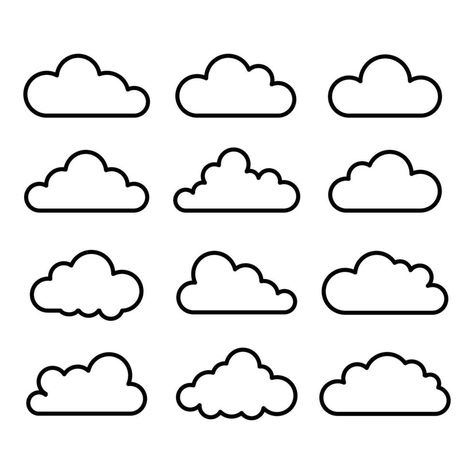 outline cloud icon collection Clouds Outline, Cloud Outline, Cloud Template, Animal Illustration Kids, Cloud Mirror, Punch Needle Pattern, Punch Needle Ideas, Earring Template, Cloud Icon