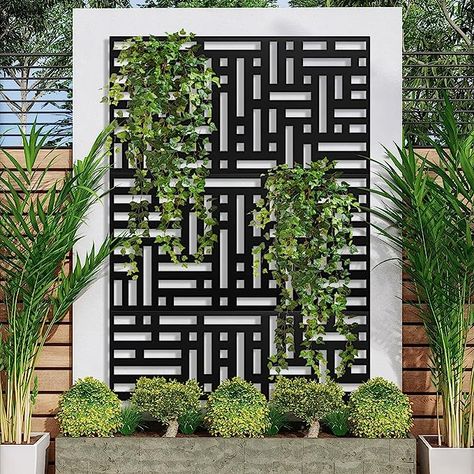 Contemporary Fence Panels, Outdoor Privacy Screen Panels, Pool Patio Decor, Modern Trellis Design, Outdoor Privacy Panels, Outdoor Privacy Screen, Patio Steps, Outdoor Metal Wall Art, Modern Screens