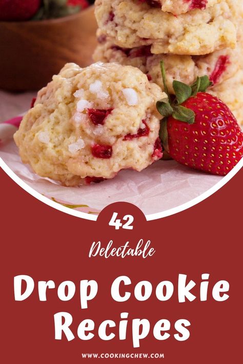 These 42 easy and delectable drop cookie recipes will satisfy all your cravings for freshly baked cookies, and the best part is–all in under an hour! Best Drop Cookies, Drop Christmas Cookies, Drop Cookies Recipes, Easy Drop Cookies, Cranberry Orange Cookies, Strawberry Shortcake Cookies, Drop Cookie, Lemon Drop Cookies, Potato Chip Cookies