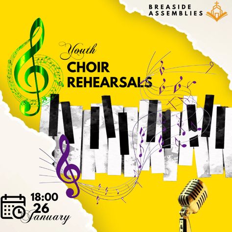 CHOIR REHEARSAL FLYER TEMPLATE Band Rehearsal, Inspirational Posters, Online Ads, Graphic Designs, Choir, Flyer Template, Band, Instagram Posts, Design