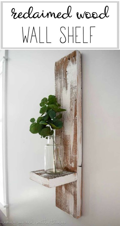 DIY | Farmhouse Style | Fixer Upper | DIY Ideas | Rustic | Gallery Wall | Reclaimed Wood | Barnwood | Farmhouse Decor | DIY ideas Diy Wood Wall Shelf, Diy Wood Wall Decor, Rustic Gallery Wall, Diy Farmhouse Decoration, Diy Wood Wall, Wall Candle, Farmhouse Shelves, Dekor Diy, Rustic Home Design