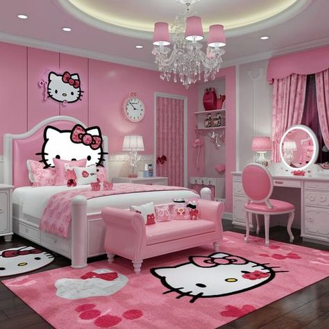 check hello kitty shop, link in bio Hello Kitty Bedroom Decor, Hello Kitty Room, Kitty Room, Hello Kitty Decorations, Cat Bedroom, Hello Kitty Bedroom, Hello Kitty Bed, Hello Kitty Shop, Dream Bedroom Inspiration