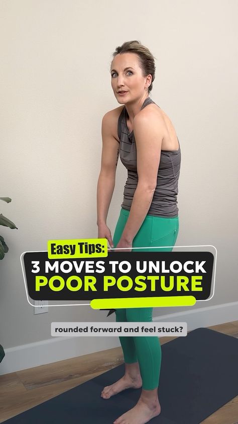 Megan Dahlman | Hit the 💗 button if your posture could be better 😏 If that’s you, I would HIGHLY recommend adding these 3 easy posture moves into your… | Instagram Exercises For Good Posture, Fix Neck Posture, Straight Back Exercise Bad Posture, Poor Posture Exercises, Fix My Posture, Exercises For Posture, Rounded Shoulder Exercises, Forward Head Posture Correction, How To Fix Poor Posture