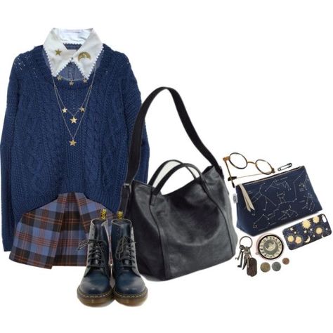 Ravenclaw Outfit Aesthetic, Ravenclaw Outfit, Blue Plaid Skirt, Hogwarts Outfits, Short Sleeve Denim Shirt, Short Sleeve Denim, Swaggy Outfits, Plaid Skirt, Honeydew