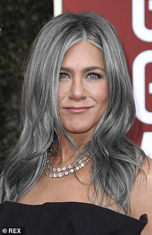 Actresses With Gray Hair, Jennifer Aniston Gray Hair, Jennifer Aniston Grey Hair, Celebrities With Grey Hair, Silver Sisters Gray Hair, Grey Hair Blue Eyes, Grey Hair At 40, Grey Hair Women, Silver Gray Hair Color