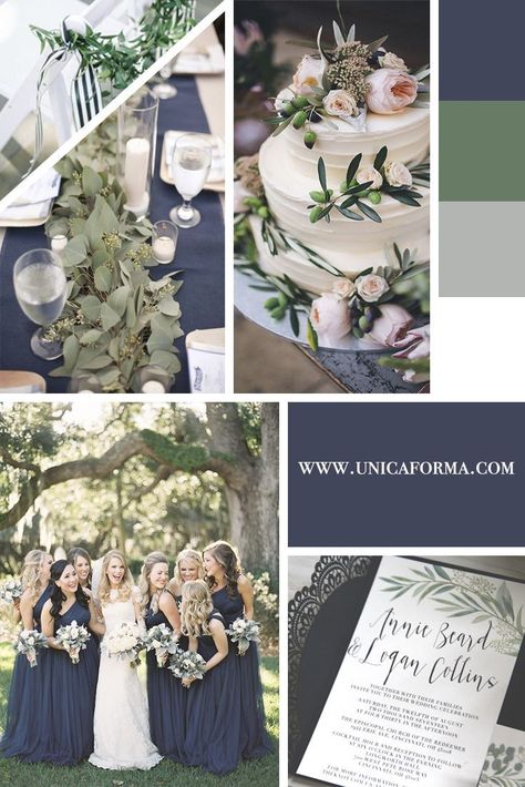 Navy and greenery wedding.  🖤 Whimsical, Organic Grey & Green Wedding Inspiration 🖤 sage green and pink wedding color ideas  #OutdoorColorSchemes   Garden Wedding Inspiration  Has:  -  Neutrals*, Greenery*, Shades of Blue* & Gray* Add: - More Shades of Blue & Gray,  - Additional Greenery & Neutrals  - Pops of Burgandy/Maroon/Marsala Navy Wedding Colors, Pink Wedding Colors, Green Wedding Inspiration, Garden Wedding Inspiration, Summer Wedding Colors, Wedding Theme Colors, Navy Blue Wedding, Invitation Ideas, Fall Wedding Colors