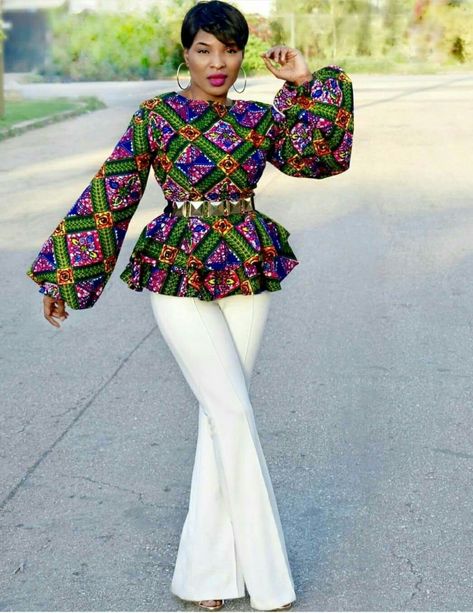 African Blouses, African Tops, Ethno Style, African Print Tops, Ankara Tops, Style Africain, Ghanaian Fashion, Afrikaanse Mode, Ankara Designs