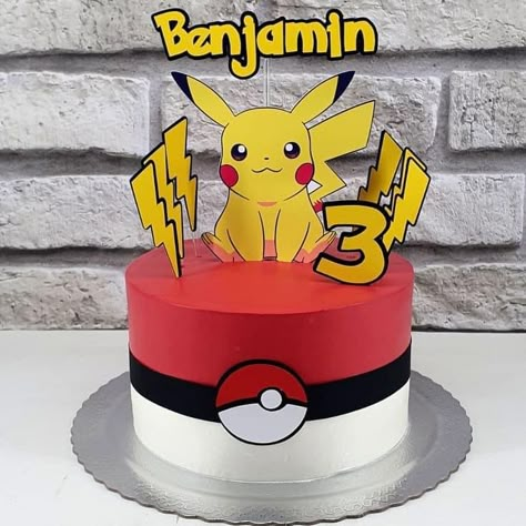 Pikachu Cake Ideas, Pikachu Cake Birthdays, Pokemon Torte, Bolo Pikachu, Pokemon Printables, Pokemon Party Decorations, Pokémon Cake, Pikachu Party, Pokemon Themed Party