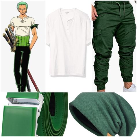 Zoro Outfit Ideas, Zoro Outfit One Piece, Zoro Outfits One Piece, Zoro Costume, Zoro Outfits, Roronoa Zoro Inspired Outfit, Zoro One Piece Costume, Diy Zoro Cosplay, Zoro Cosplay Male